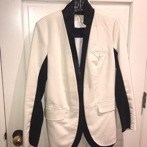 YIGAL AZROUEL WINTER WHITE/LEATHER BLAZER 6
